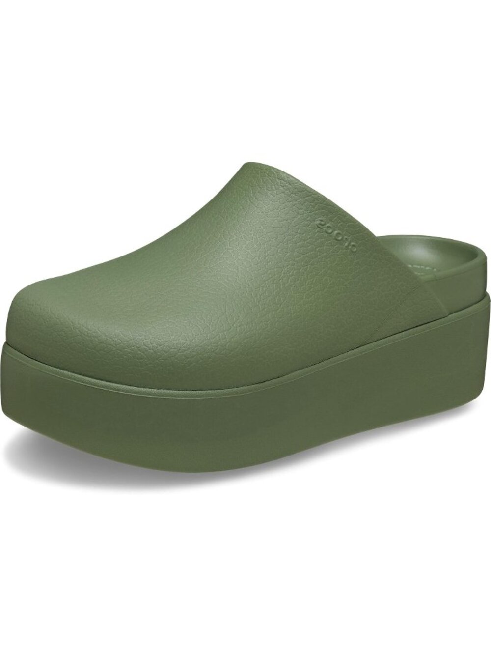 Women's Dark Green Imported Dylan Platform Clog Chunky Pull-On Mules Slides